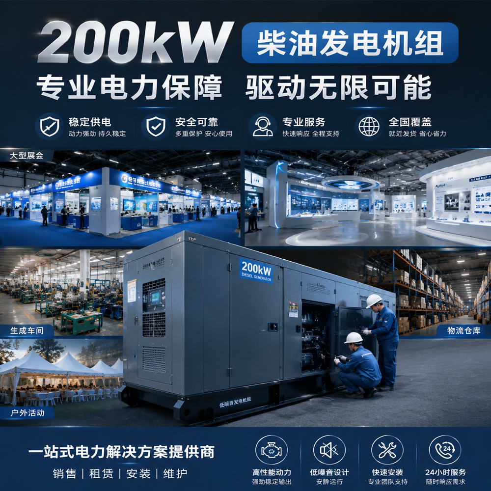200kw发电机适合什么场景？展会、展馆、车间、仓库及户外活动用电解决方案