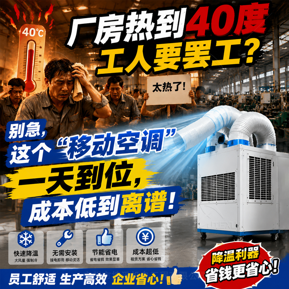 厂房热到40度工人要罢工？别急，这个“移动空调”一天到位，成本低到离谱！