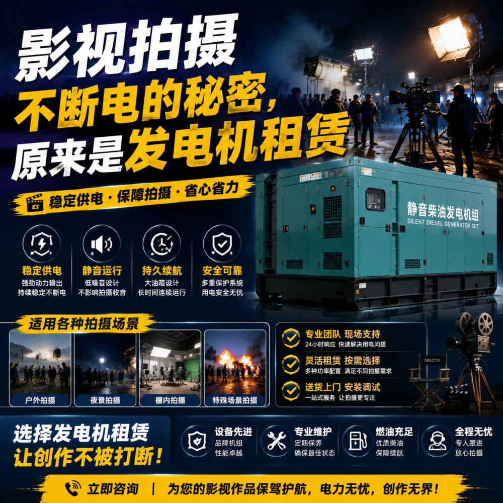 影视拍摄不断电的秘密，原来是发电机租赁