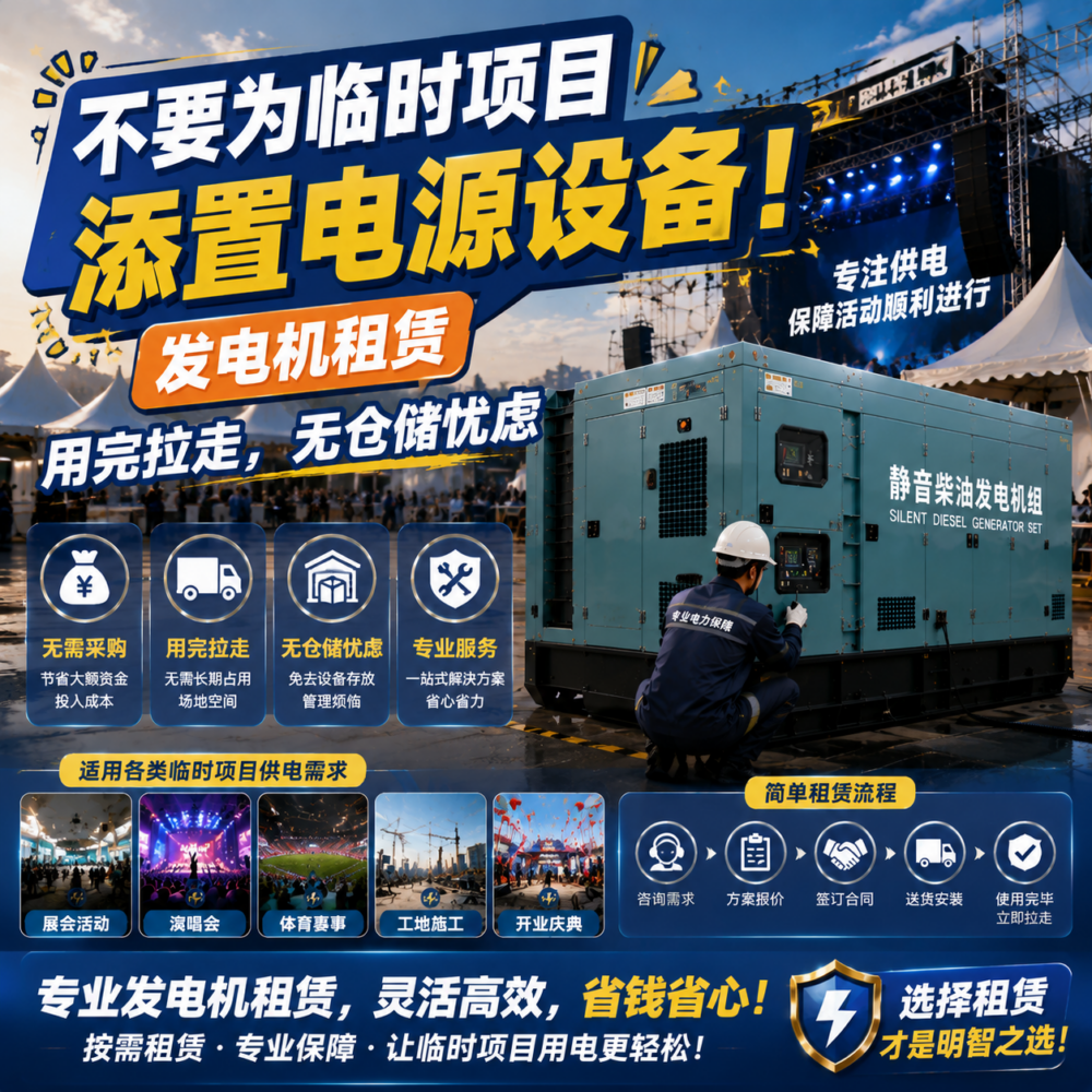 不要为临时项目添置电源设备!发电机租赁用完拉走,无仓储忧虑