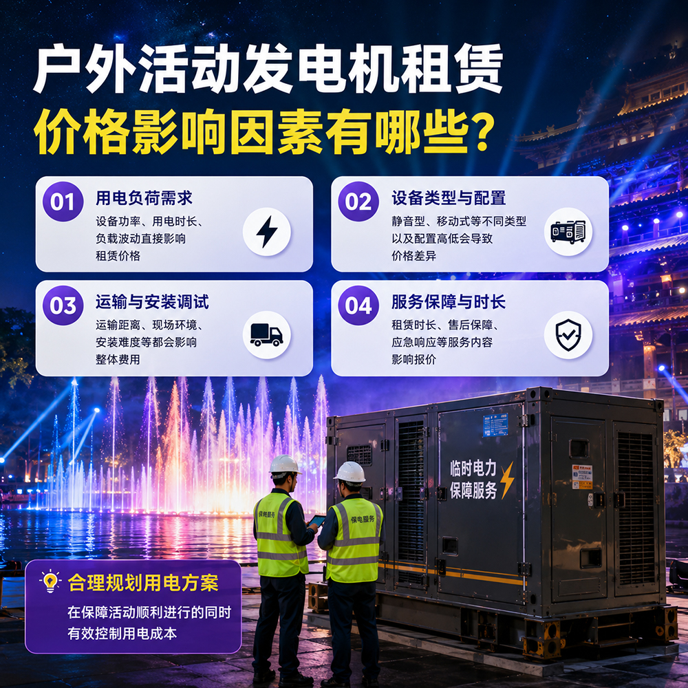 户外活动发电机租赁价格影响因素有哪些？