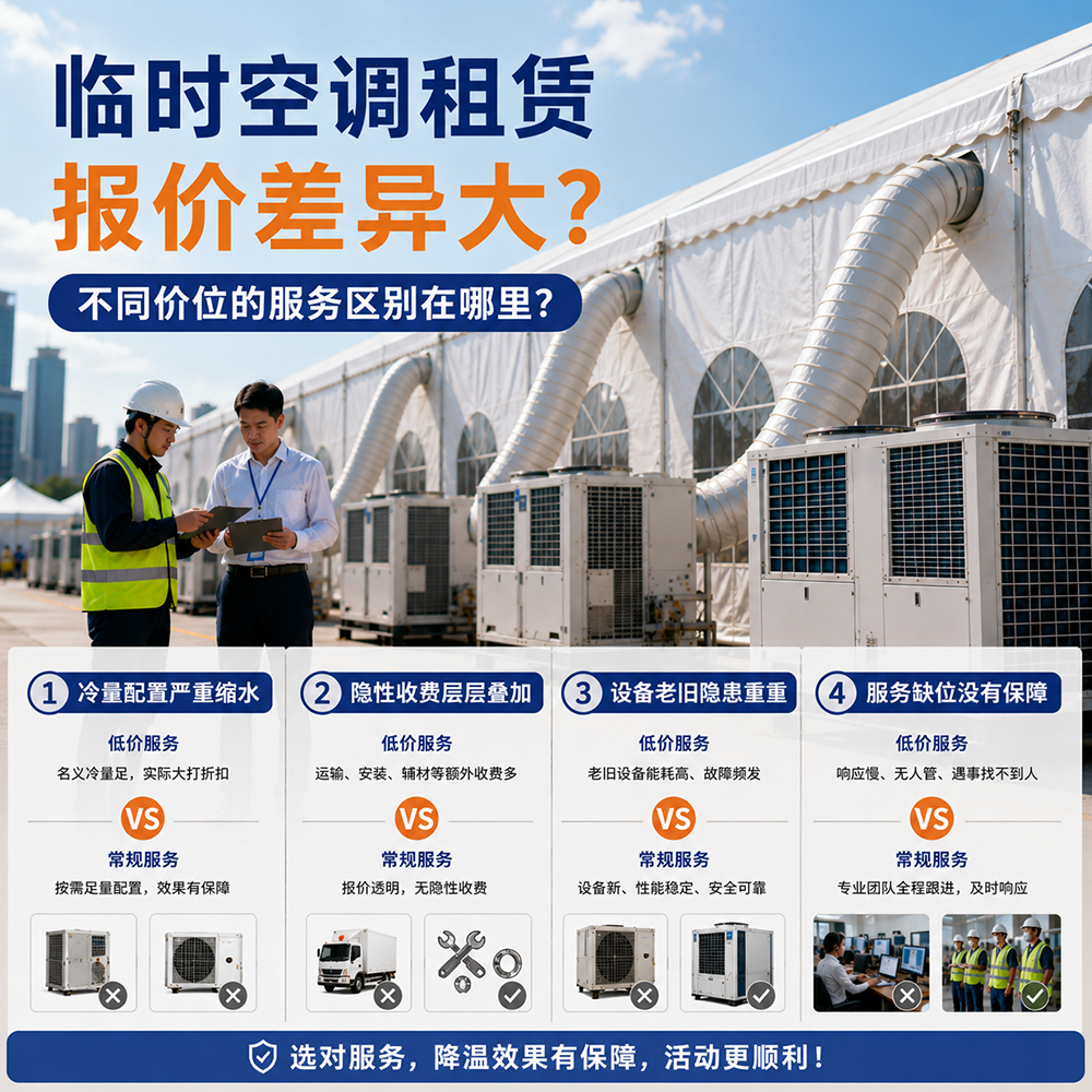 临时空调租赁报价差异大?不同价位的服务区别在哪里?