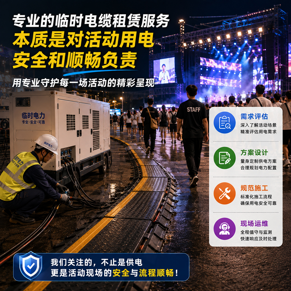 专业的临时电缆租赁服务,本质是对活动用电安全和顺畅负责
