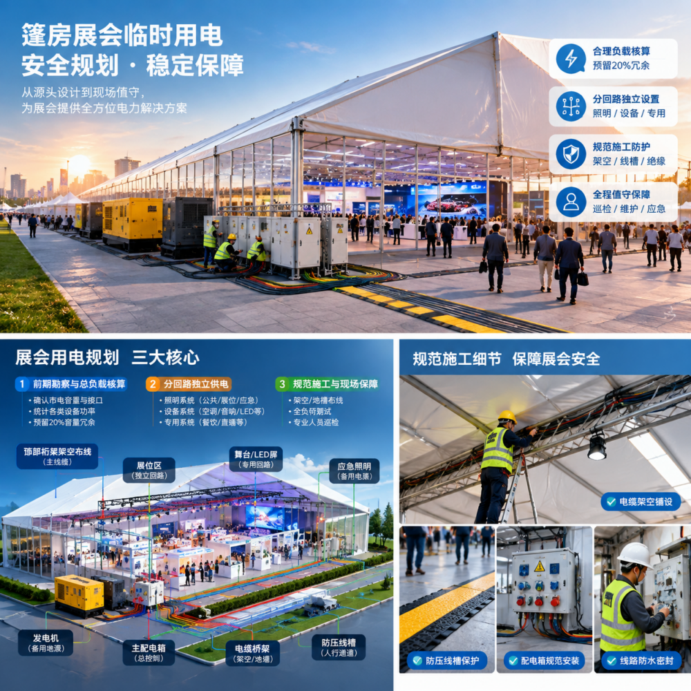 篷房展会用电有哪些要求？照明、空调、设备如何规划