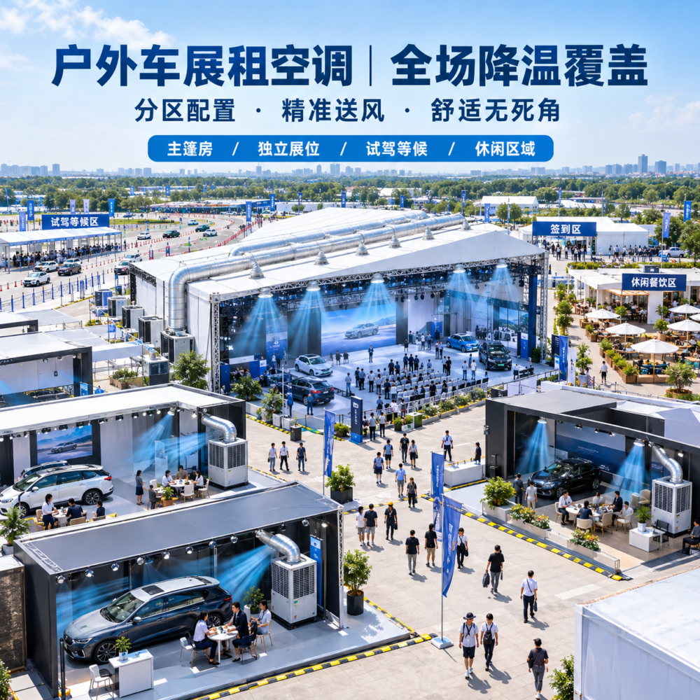 户外车展租空调,怎么配置才能覆盖所有观展区域?